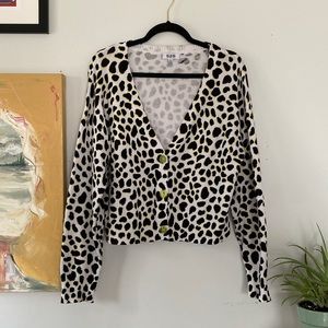 Neon Leopard Print Cropped Cardigan